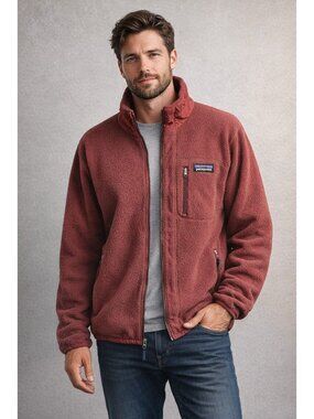 Patagonia Men's Fleece Jacket in a red rust color Size XL Outdoor Everyday Wear